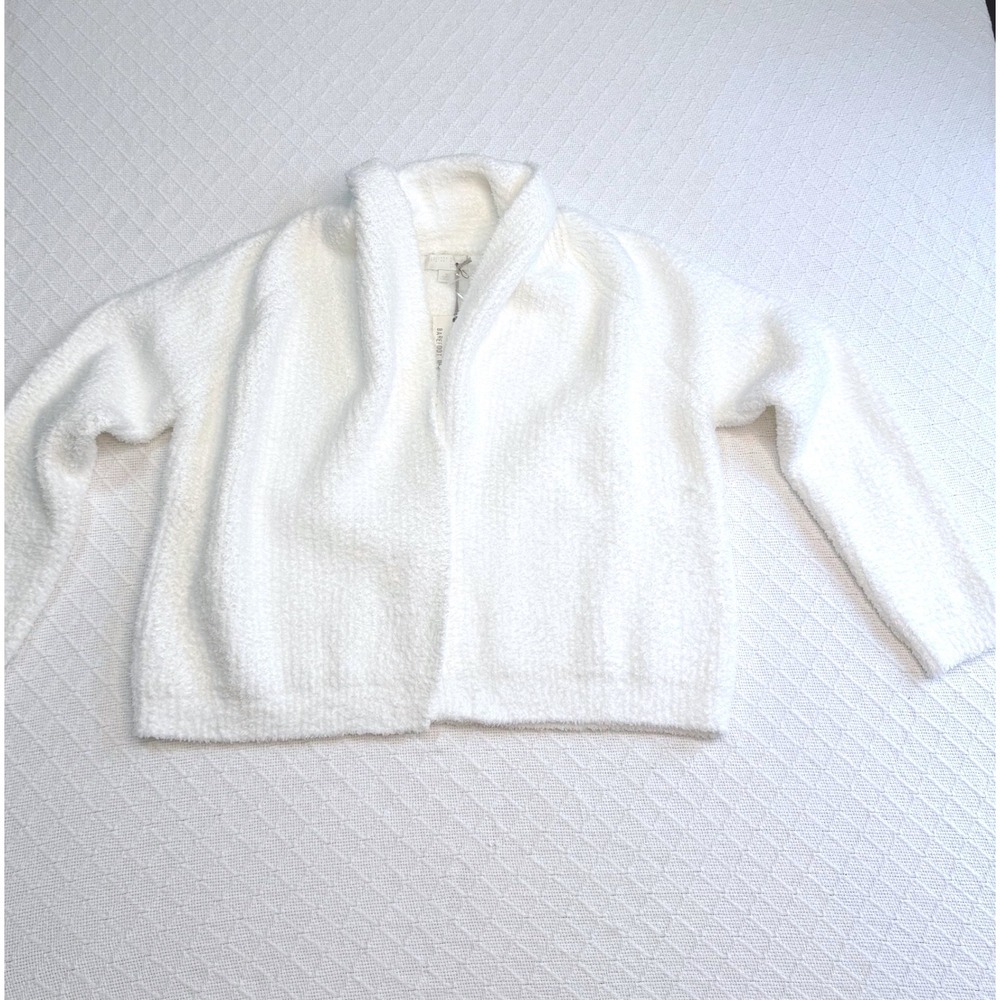 Barefoot Dreams CozyChic White Open Front Shawl Collar Cardigan QVWCC1381 Medium